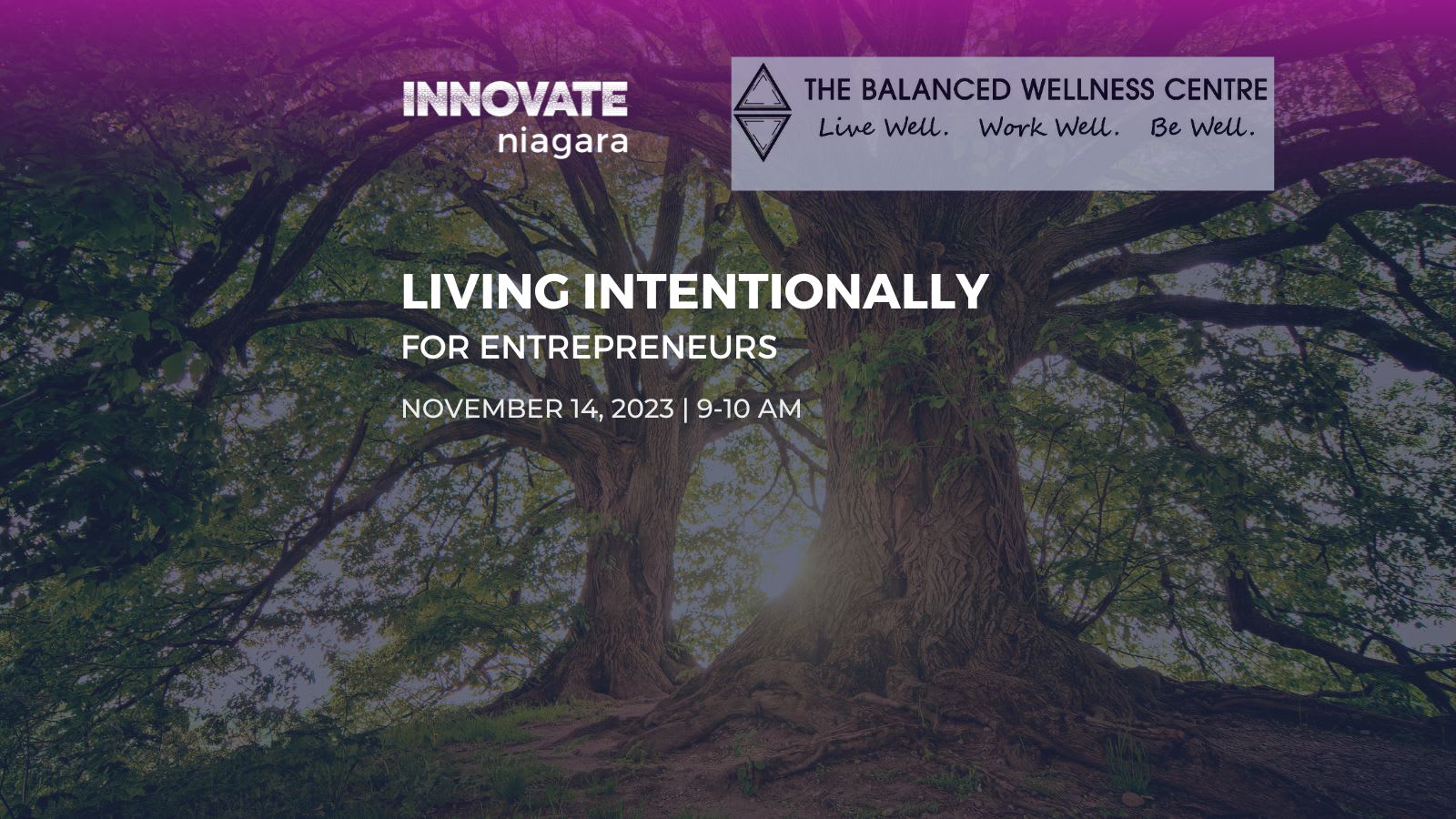 Living intentionally for entrepreneurs Nov 14 banner